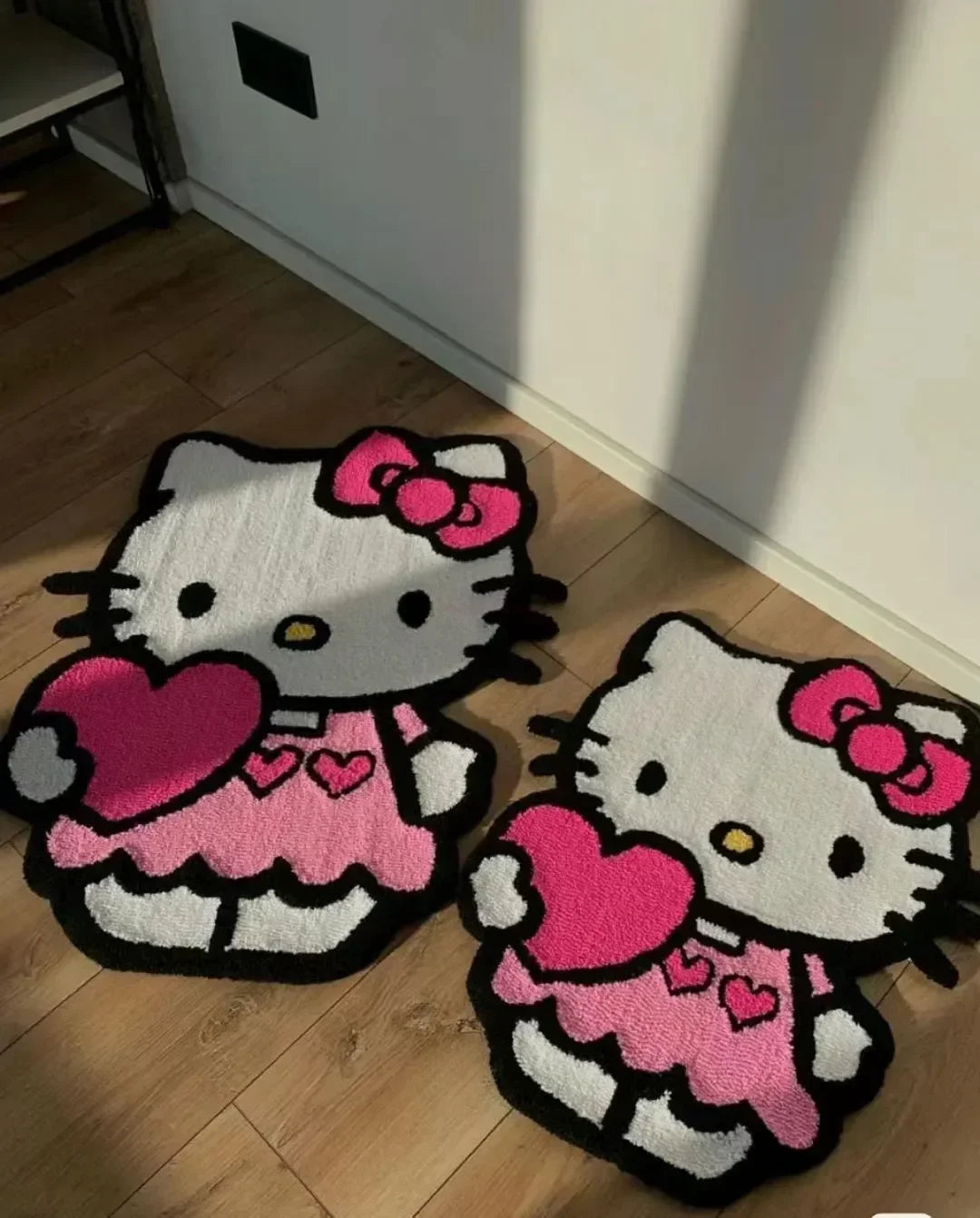 Kawaii Sanrio Hello Kitty Plush Floor Mat Cute Cartoon Non-slip Room Bedside Decoration Soft Stuffed Irregular Design Carpet Toy