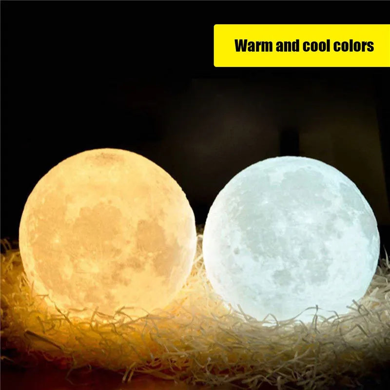 Dropship 3D Print Rechargeable Moon Lamp LED Night Light Creative Touch Switch Moon Lights For Bedroom Decoration Birthday Gifts