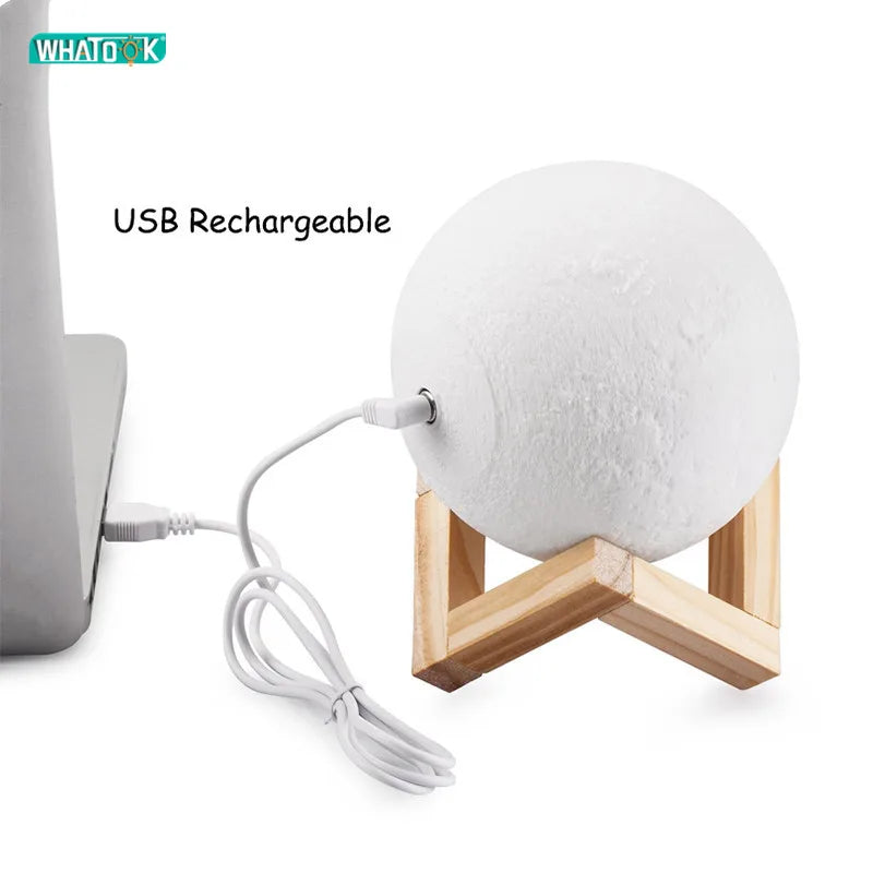 Dropship 3D Print Rechargeable Moon Lamp LED Night Light Creative Touch Switch Moon Lights For Bedroom Decoration Birthday Gifts