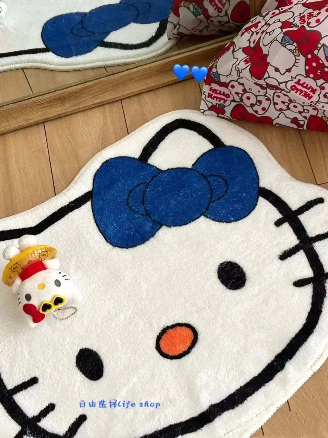 Kawaii Sanrio Hello Kitty Plush Floor Mat Cute Cartoon Non-slip Room Bedside Decoration Soft Stuffed Irregular Design Carpet Toy