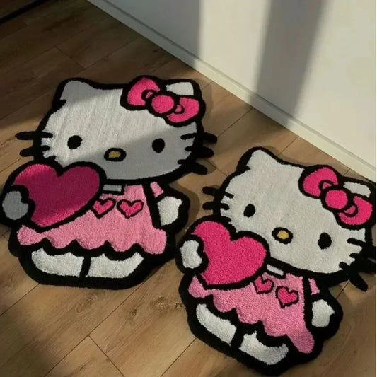 Kawaii Sanrio Hello Kitty Plush Floor Mat Cute Cartoon Non-slip Room Bedside Decoration Soft Stuffed Irregular Design Carpet Toy