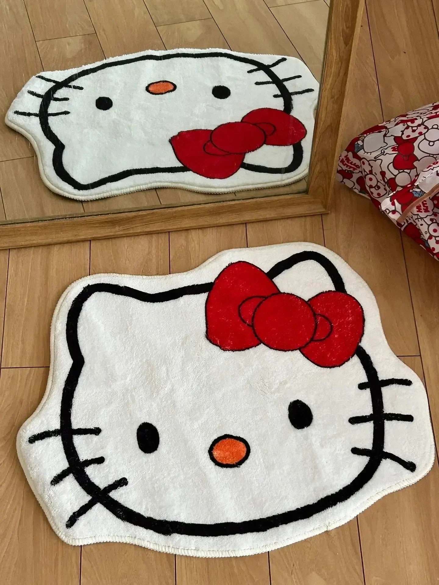 Kawaii Sanrio Hello Kitty Plush Floor Mat Cute Cartoon Non-slip Room Bedside Decoration Soft Stuffed Irregular Design Carpet Toy