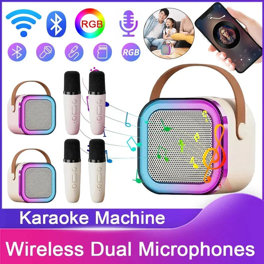 Machine Bluetooth K12 Wireless Microphone Karaoke Speaker KTV HIFI Stereo Sound RGB Colorful LED Lights For Outdoor Home Party