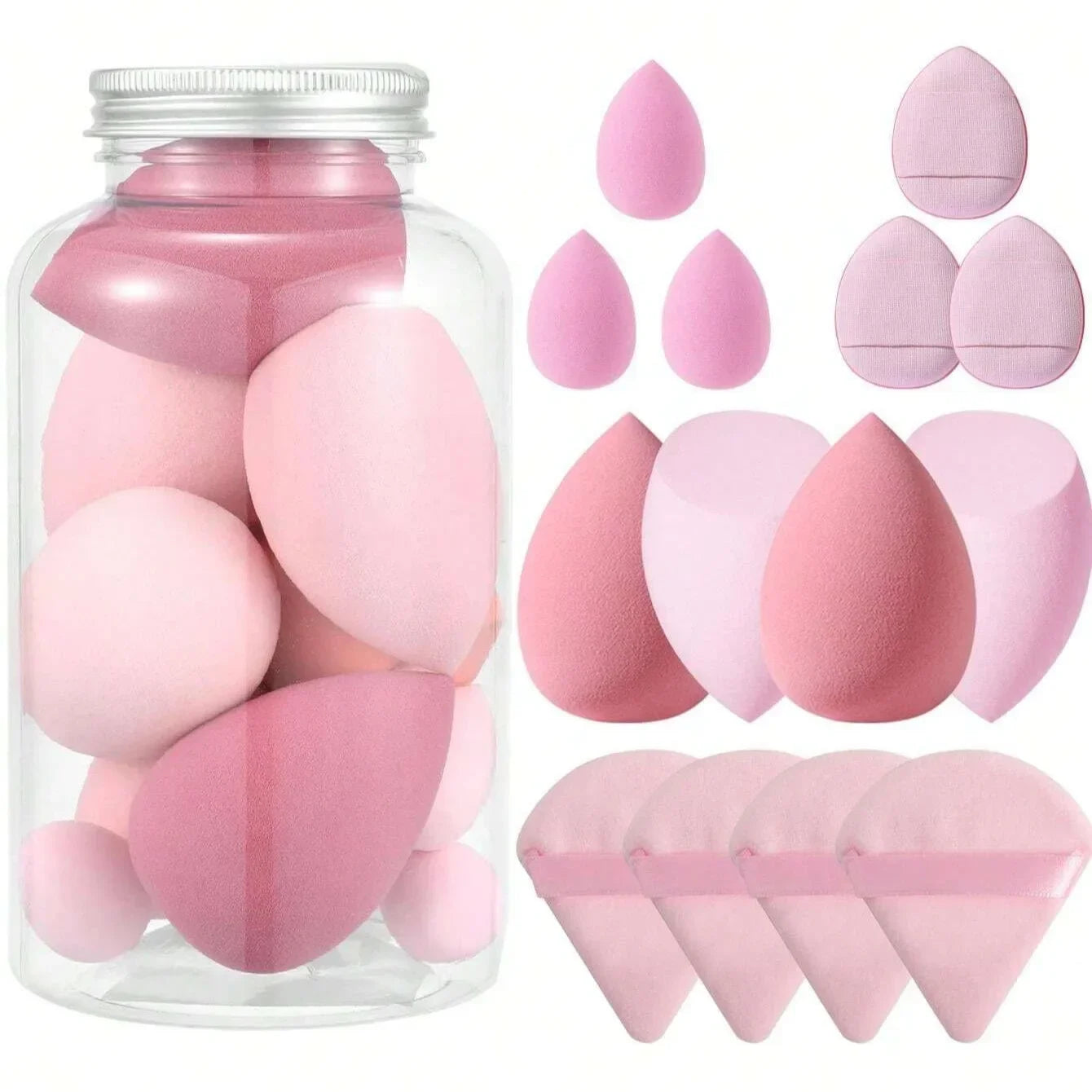 12/14Pcs Makeup Sponge Blender Beauty Egg Foundation Sponges with Storage Bottle Powder Puffs Cosmetic Puff Make Up Accessories