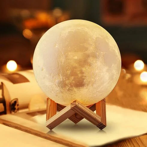 Dropship 3D Print Rechargeable Moon Lamp LED Night Light Creative Touch Switch Moon Lights For Bedroom Decoration Birthday Gifts