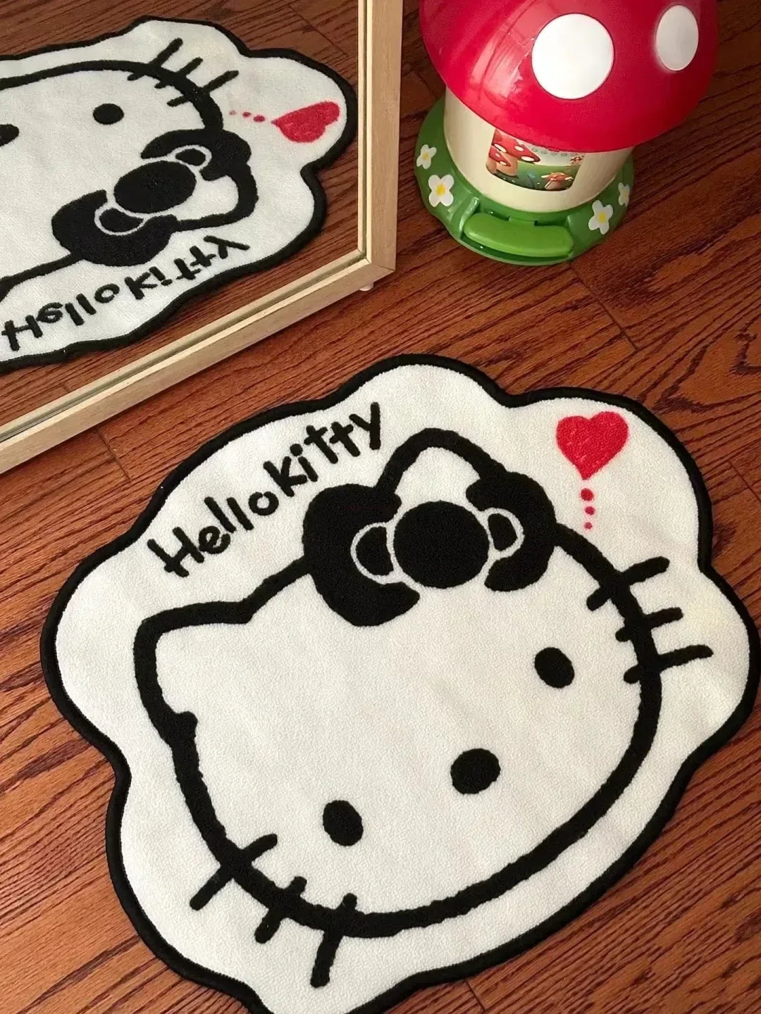 Kawaii Sanrio Hello Kitty Plush Floor Mat Cute Cartoon Non-slip Room Bedside Decoration Soft Stuffed Irregular Design Carpet Toy