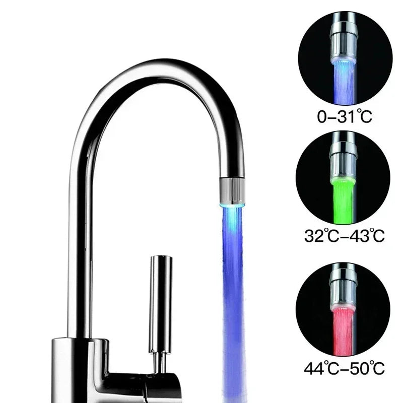 Zhang Ji LED Temperature Sensitive 3-Color Light-up Faucet Kitchen Bathroom Glow Water Saving Faucet Aerator Tap Nozzle Shower