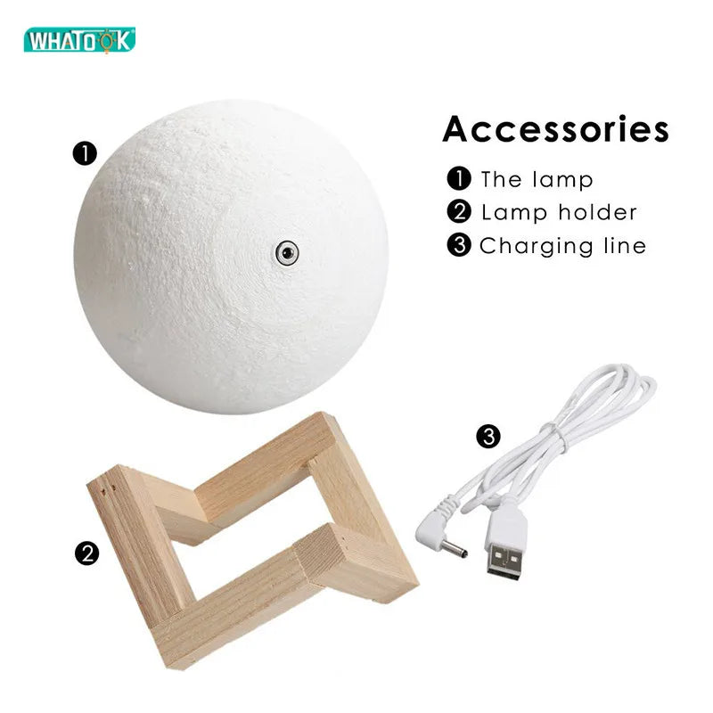 Dropship 3D Print Rechargeable Moon Lamp LED Night Light Creative Touch Switch Moon Lights For Bedroom Decoration Birthday Gifts